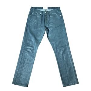 Sandro Paris Men's Droit Black Coated Slim Straight Leg Jeans Button Fly 30x30